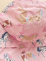 Joules Girls' Raindrop Pink Horse Waterproof Packaway Puddlesuit - Image 5 of 5
