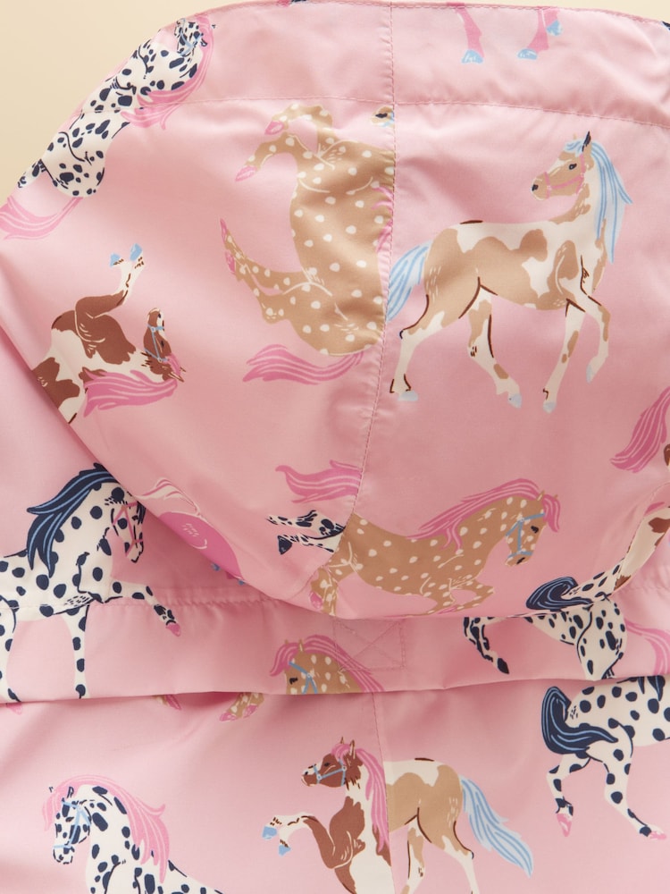 Joules Girls' Raindrop Pink Horse Waterproof Packaway Puddlesuit - Image 5 of 5 Joules Girls' Raindrop Pink Horse Waterproof Packaway Puddlesuit - Image 5 of 5