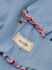 Joules Girls' Odelia Blue Dogs Long Sleeve Pointelle Top - Image 3 of 4
