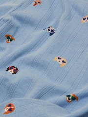 Joules Girls' Odelia Blue Dogs Long Sleeve Pointelle Top - Image 4 of 4
