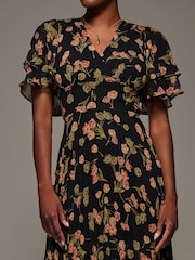 Jolie Moi Angel Sleeve Pleated Chiffon Midaxi Dress - Bild 3 von 6