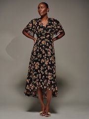 Jolie Moi Angel Sleeve Pleated Chiffon Midaxi Dress - Bild 5 von 6