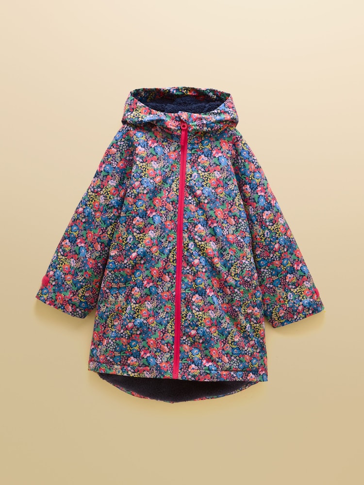 Joules Girls' Coverall Navy Ditsy Waterproof Changing Robe - Image 1 of 5 Joules Girls' Coverall Navy Ditsy Waterproof Changing Robe - Image 1 of 5