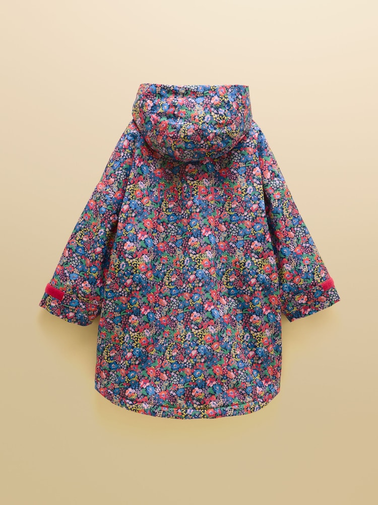 Joules Girls' Coverall Navy Ditsy Waterproof Changing Robe - Image 2 of 5 Joules Girls' Coverall Navy Ditsy Waterproof Changing Robe - Image 2 of 5