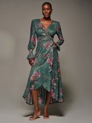 Jolie Moi Long Sleeve Frill Hem Mesh Maxi Dress - Bild 1 von 6