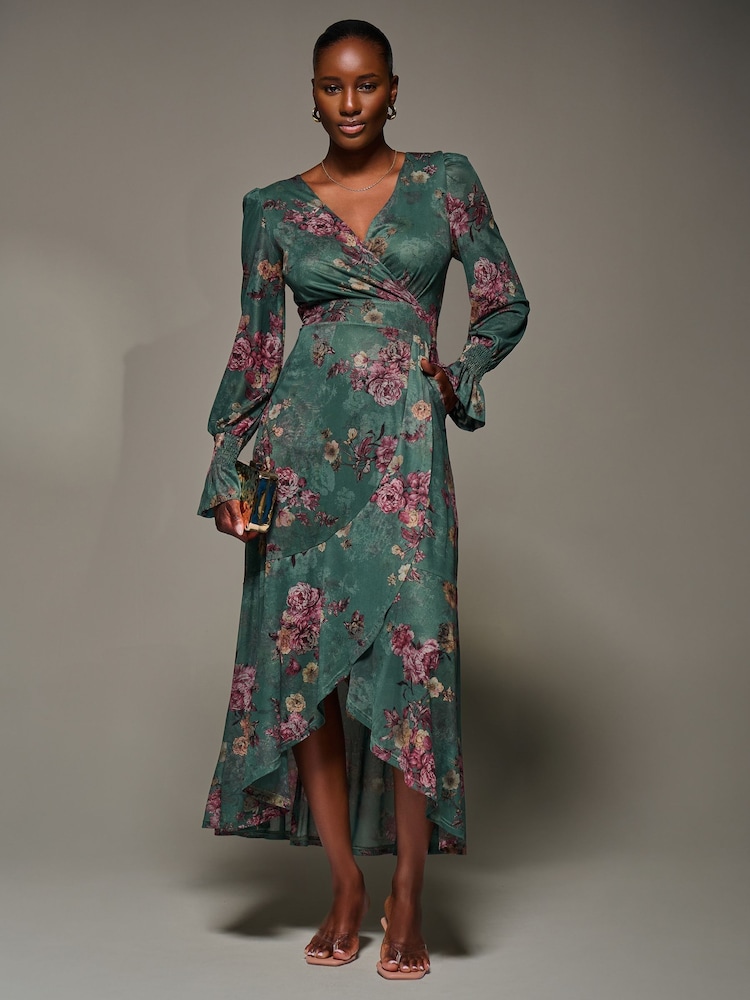 Jolie Moi Long Sleeve Frill Hem Mesh Maxi Dress - Bild 6 von 6