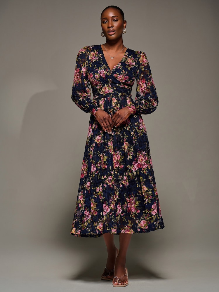 blue long sleeve lace maxi dress Hazel Blues