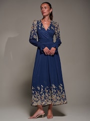 Jolie Moi Mirrored Print Long Sleeve Mesh Maxi Dress - Bild 4 von 6