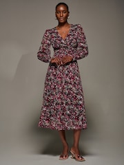 Jolie Moi Langarm Maxikleid aus bedruckter Spitze - Bild 4 von 6