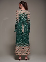 Jolie Moi Mirrored Print Long Sleeve Mesh Maxi Dress - Bild 2 von 6