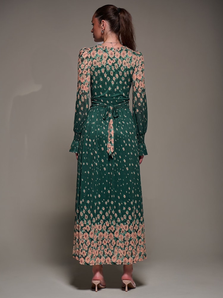 Jolie Moi Mirrored Print Long Sleeve Mesh Maxi Dress - Bild 2 von 6