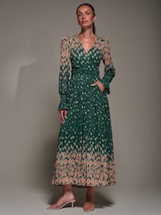Jolie Moi Mirrored Print Long Sleeve Mesh Maxi Dress - Bild 4 von 6
