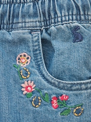 Joules Girls' Josie Blue Denim Pull On Jeans - Image 3 of 5