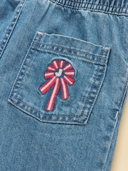Joules Girls' Josie Blue Denim Pull On Jeans - Image 4 of 5
