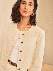 Love & Roses Ecru Denim Jacket With Cornelli Detail - Image 1 of 5