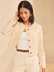 Love & Roses Ecru Denim Jacket With Cornelli Detail - Image 2 of 5