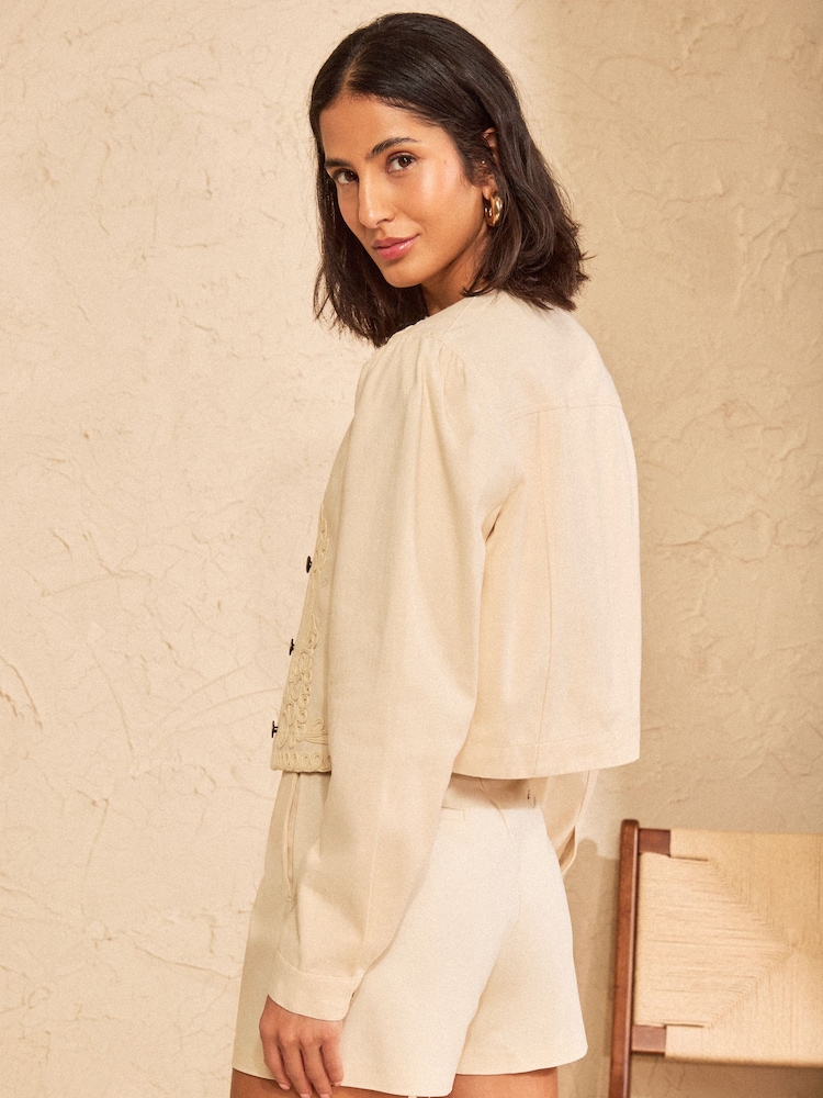 Love & Roses Ecru Denim Jacket With Cornelli Detail - Image 5 of 5