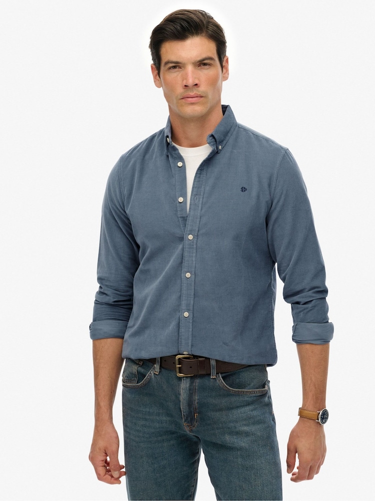 Superdry Blue Classic Needle Cord Shirt - Image 1 of 7
