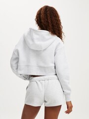 Cotton On Grey Plush Boxy Cropped Zip Through Hoodie - Image 3 of 4