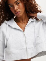 Cotton On Grey Plush Boxy Cropped Zip Through Hoodie - Image 4 of 4