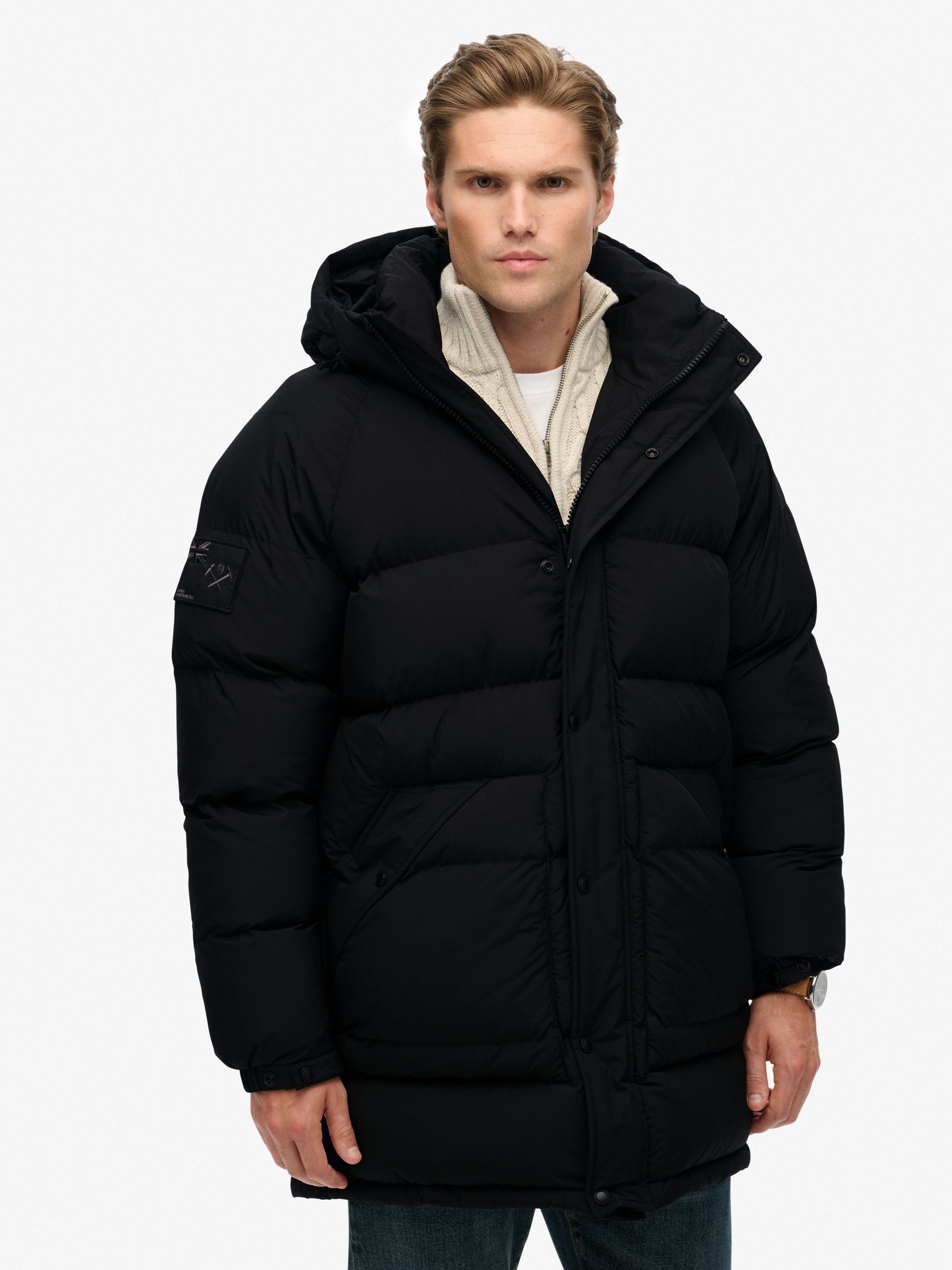 Buy Superdry Black XPD Longline Baffle Parka Jacket from the Next