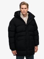 Superdry Black XPD Longline Baffle Parka Jacket - Image 3 of 9