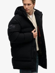 Superdry Black XPD Longline Baffle Parka Jacket - Image 6 of 9