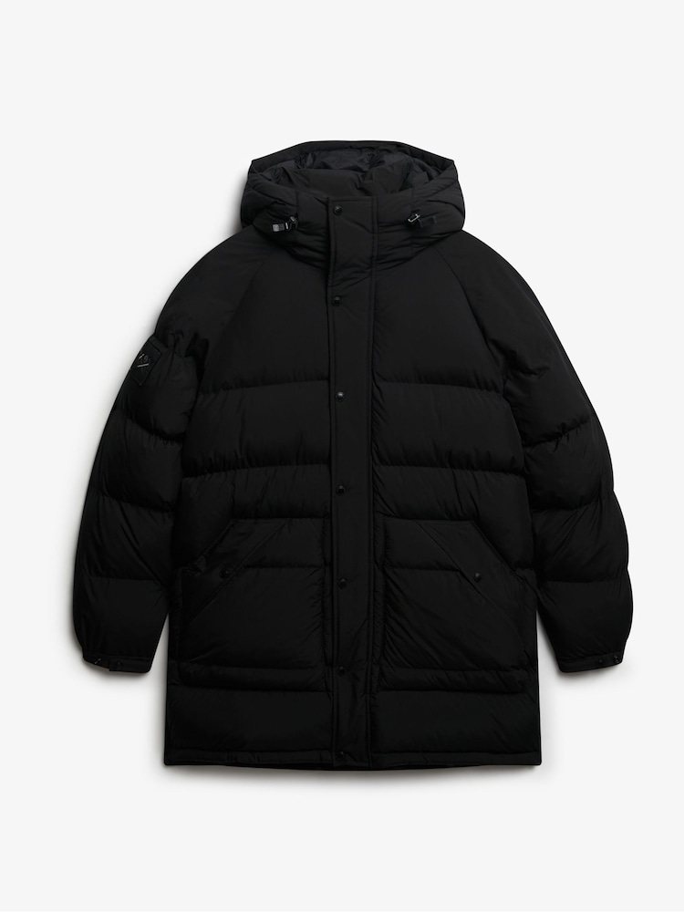Superdry Black XPD Longline Baffle Parka Jacket - Image 9 of 9