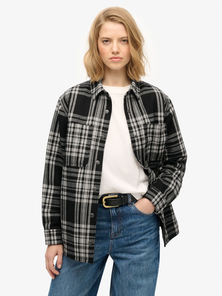 Superdry Black Check Lined Shirt - Image 1 of 7