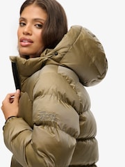 Superdry Green Hooded Luxe Sports Puffer Jacket - Image 5 of 7