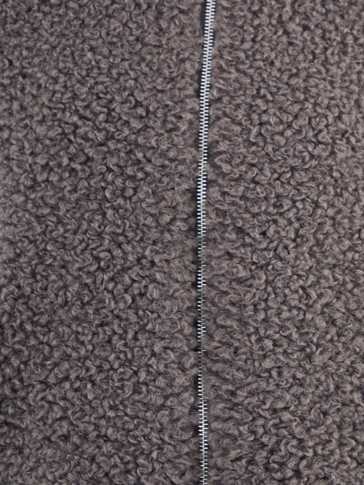 Threadbare Grey Collared Zip-Up Borg Bomber Jacket - Image 5 of 5