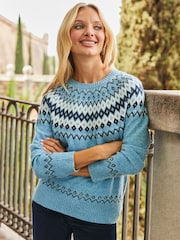 Sosandar Blue Fairisle Knitted Jumper - Image 2 of 4