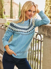 Sosandar Blue Fairisle Knitted Jumper - Image 4 of 4