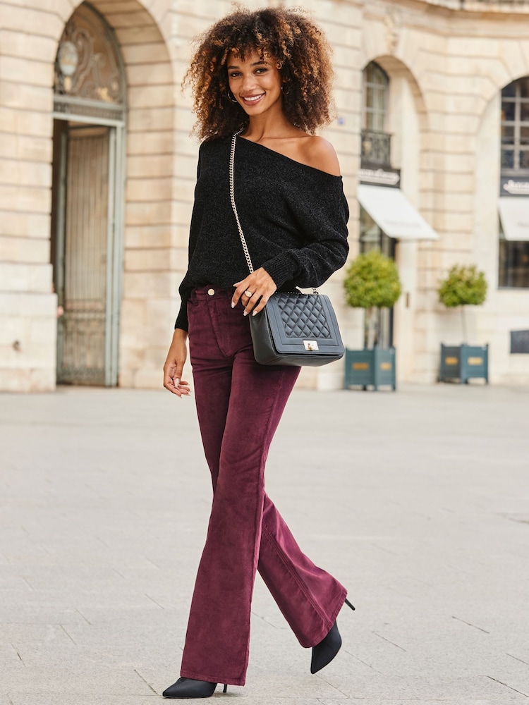 Sosandar Red Velvet Kick Flare Jeans - Image 1 of 5