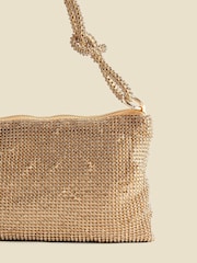 Sosandar Gold Rhinestone Knot Detail Bag - Image 3 of 5