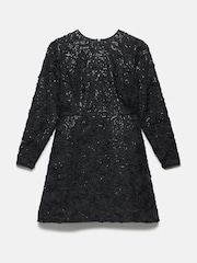 Mint Velvet Black Sequin Applique Mini Dress - Image 7 of 8