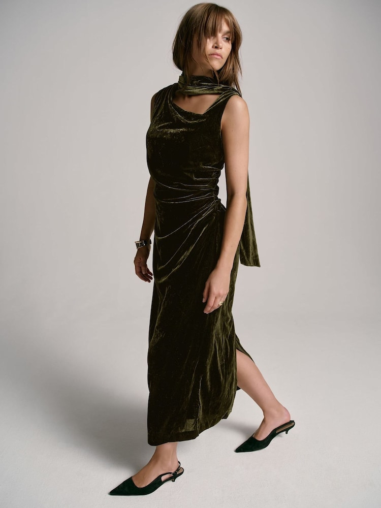 Buy Mint Velvet Green Velvet Scarf Detail Midi Dress from Next USA Buy Mint Velvet Green Velvet Scarf Detail Midi Dress from Next USA