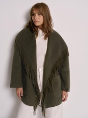 Mint Velvet Green Wool Blend Hand Finished Coat - Image 4 of 8