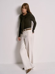 Mint Velvet Green Cotton Blend Scarf Detail Knit Jumper - Image 5 of 8