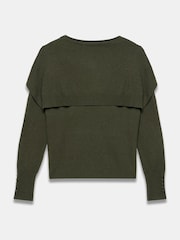Mint Velvet Green Cotton Blend Scarf Detail Knit Jumper - Image 8 of 8