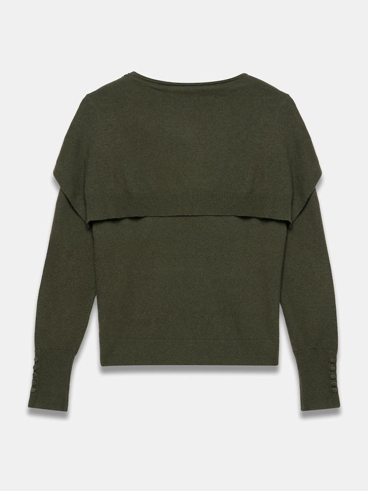 Mint Velvet Green Cotton Blend Scarf Detail Knit Jumper - Image 8 of 8