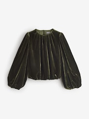 Mint Velvet Green Velvet Long Sleeve Top - Image 1 of 1