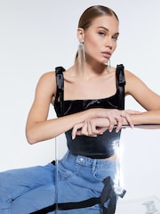 River Island Black Sleeveless Velvet Corset Top - Image 2 of 4