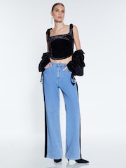 River Island Black Sleeveless Velvet Corset Top - Image 3 of 4