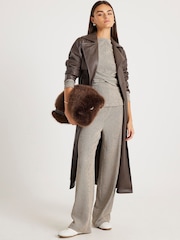 River Island Grey Texture Wide Leg Relaxed Bottoms - Image 1 of 4