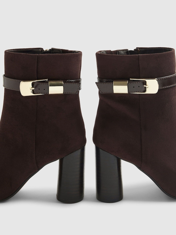 River Island Brown Round Heeled Buckle Boots - Image 5 of 5