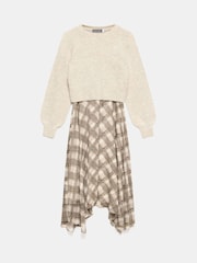 Mint Velvet Layered Knit Checked Midi Dress - Slika 7 iz 8