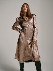 Mint Velvet Gold Metallic Midi Shirt Dress - Bild 3 von 9