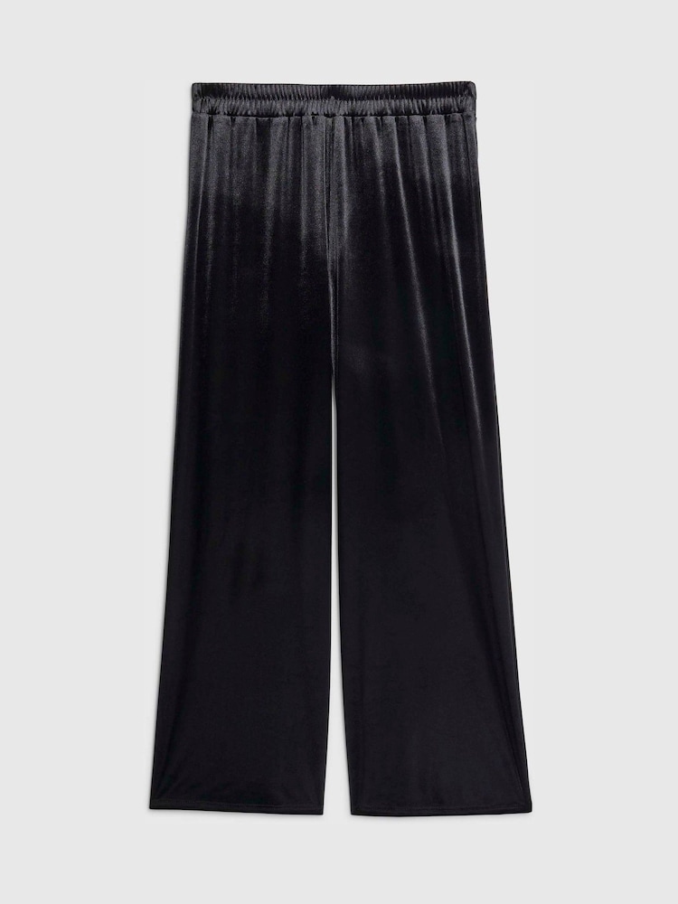 River Island Black Petite Velvet Wide Leg Joggers - Image 5 of 5