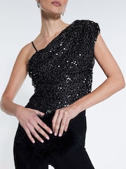 River Island bodi brez rokavov z bleščicami na eno ramo - Slika 4 iz 4